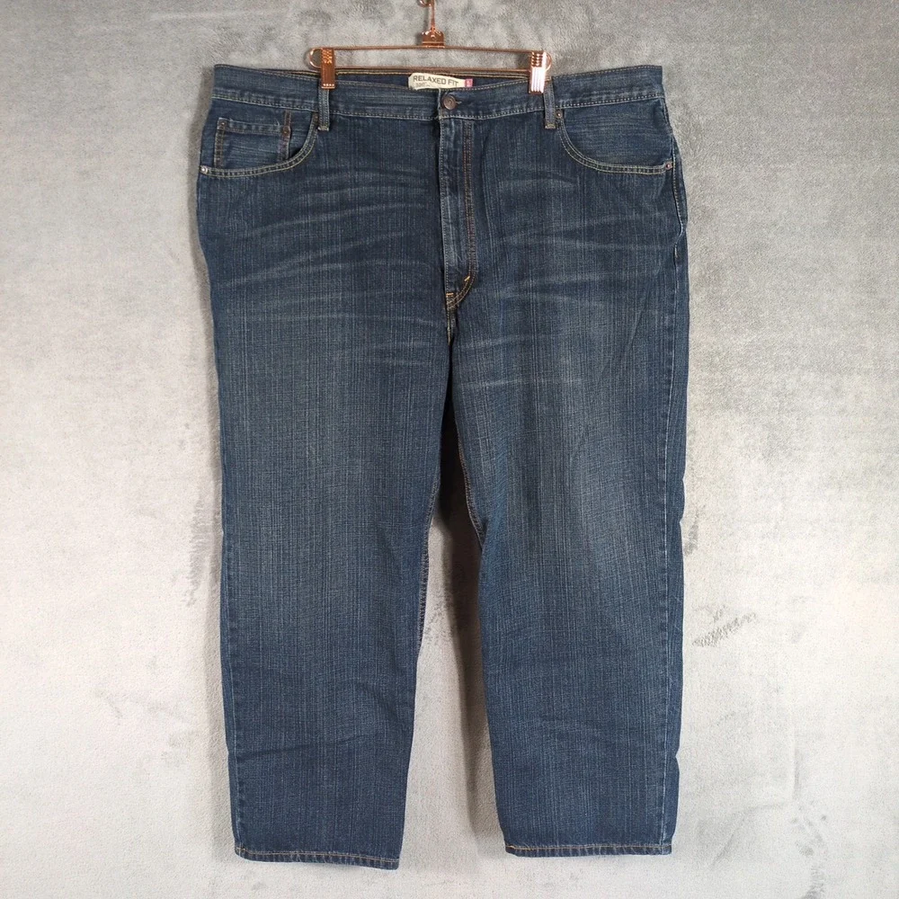Levis 550 Mens Relaxed Fit Tapered Leg Dark Wash Blue Denim Jeans 46x30